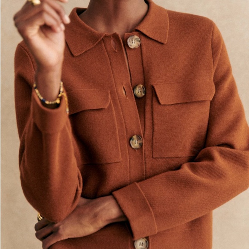 Sezane Brown Button-Up Cardigan